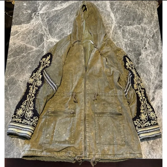 Free People Golden Quills Military Jacket size M - Picture 3 of 13